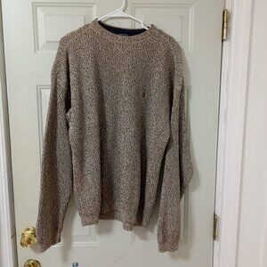 Tommy Hilfiger Mens XL Beige Crewneck Sweater 100% Cotton Made In India
